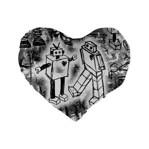 Robot Love Standard 16  Premium Heart Shape Cushion  from ArtsNow.com Front