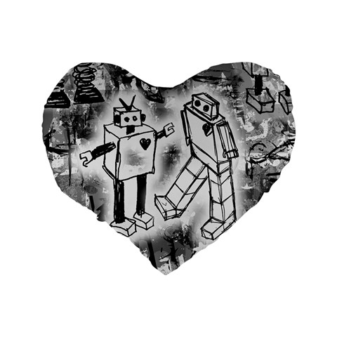 Robot Love Standard 16  Premium Heart Shape Cushion  from ArtsNow.com Back