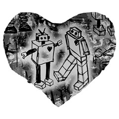 Robot Love Large 19  Premium Heart Shape Cushion from ArtsNow.com Back