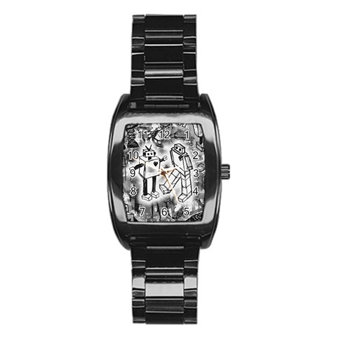 Robot Love Stainless Steel Barrel Watch from ArtsNow.com Front