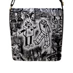 Robot Love Flap Closure Messenger Bag (L)