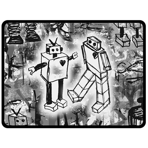 Robot Love Double Sided Fleece Blanket (Large) from ArtsNow.com 80 x60  Blanket Back