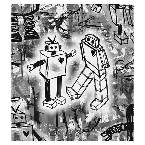 Robot Love Drawstring Pouch (Medium) from ArtsNow.com Front