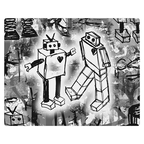 Robot Love Double Sided Flano Blanket (Medium) from ArtsNow.com 60 x50  Blanket Front