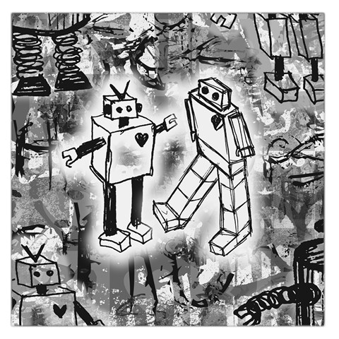 Robot Love Large Satin Scarf (Square) from ArtsNow.com Front