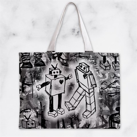 Robot Love Zipper Mini Tote Bag from ArtsNow.com Front