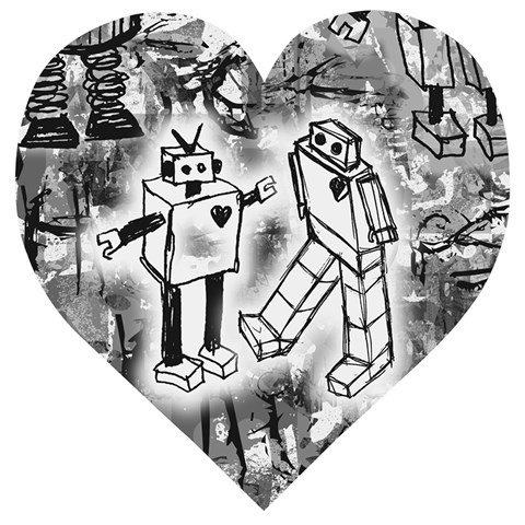 Robot Love Wooden Puzzle Heart from ArtsNow.com Front