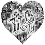 Robot Love Wooden Puzzle Heart