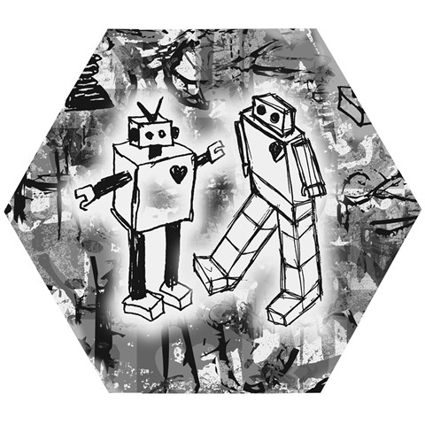 Robot Love Wooden Puzzle Hexagon from ArtsNow.com Front
