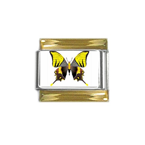 Butterfly M2 Gold Trim Italian Charm (9mm) from ArtsNow.com Front