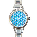 Mermaid Tail Blue Round Italian Charm Watch
