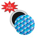 Mermaid Tail Blue 1.75  Magnet (10 pack) 