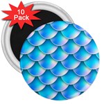 Mermaid Tail Blue 3  Magnet (10 pack)