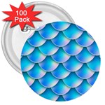 Mermaid Tail Blue 3  Button (100 pack)