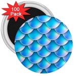 Mermaid Tail Blue 3  Magnet (100 pack)