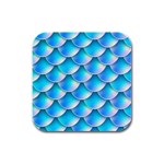 Mermaid Tail Blue Rubber Square Coaster (4 pack)