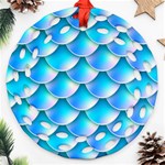 Mermaid Tail Blue Round Filigree Ornament (Two Sides)