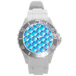 Mermaid Tail Blue Round Plastic Sport Watch (L)
