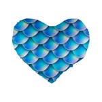 Mermaid Tail Blue Standard 16  Premium Flano Heart Shape Cushion 