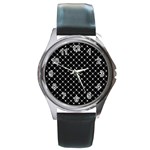 Halloween Skulls Crossbones Round Metal Watch