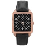 Halloween Skulls Crossbones Rose Gold Leather Watch 