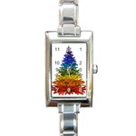 rainbow christmas tree Rectangle Italian Charm Watch