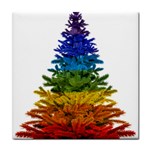 rainbow christmas tree Tile Coaster