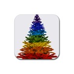 rainbow christmas tree Rubber Coaster (Square)