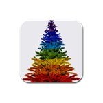 rainbow christmas tree Rubber Square Coaster (4 pack)