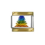 rainbow christmas tree Gold Trim Italian Charm (9mm)