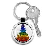 rainbow christmas tree Key Chain (Round)