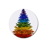 rainbow christmas tree Rubber Coaster (Round)