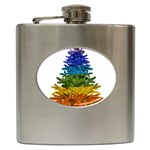rainbow christmas tree Hip Flask (6 oz)