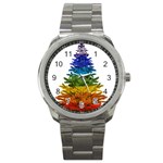 rainbow christmas tree Sport Metal Watch