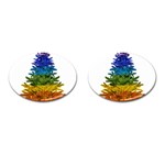 rainbow christmas tree Cufflinks (Oval)