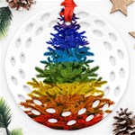 rainbow christmas tree Round Filigree Ornament (Two Sides)