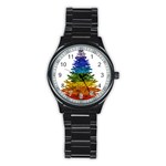 rainbow christmas tree Stainless Steel Round Watch