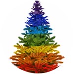 rainbow christmas tree Wooden Puzzle Round