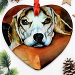 Lazy Lucy Beagle Ornament (Heart)