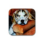 Lazy Lucy Beagle Rubber Coaster (Square)