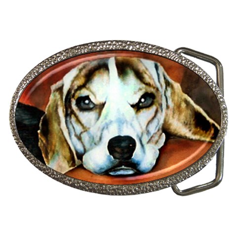 Lazy Lucy Beagle Belt Buckle from ArtsNow.com Front