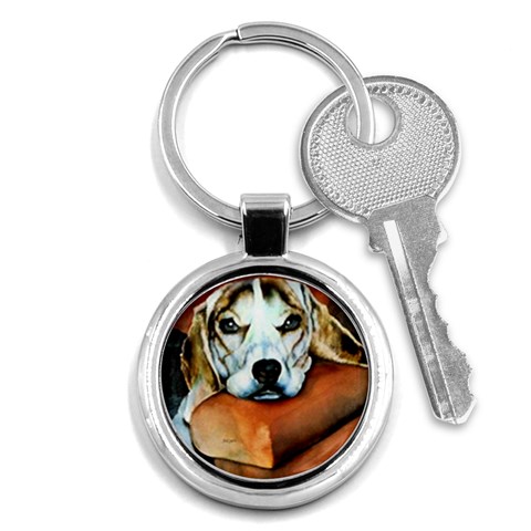 Lazy Lucy Beagle Key Chain (Round) from ArtsNow.com Front