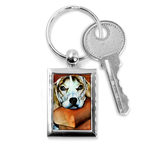 Lazy Lucy Beagle Key Chain (Rectangle) from ArtsNow.com Front