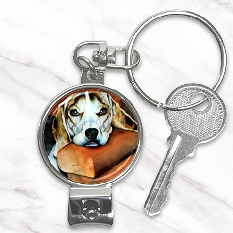 Lazy Lucy Beagle Nail Clippers Key Chain from ArtsNow.com Front