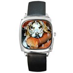 Lazy Lucy Beagle Square Metal Watch