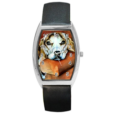 Lazy Lucy Beagle Barrel Style Metal Watch from ArtsNow.com Front
