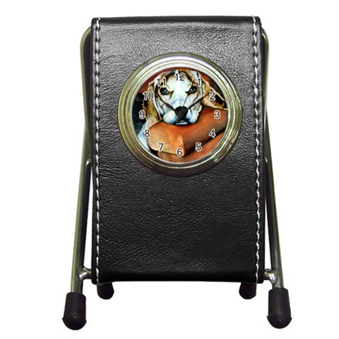 Lazy Lucy Beagle Pen Holder Desk Clock from ArtsNow.com Front