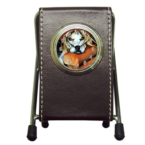 Lazy Lucy Beagle Pen Holder Desk Clock from ArtsNow.com Front