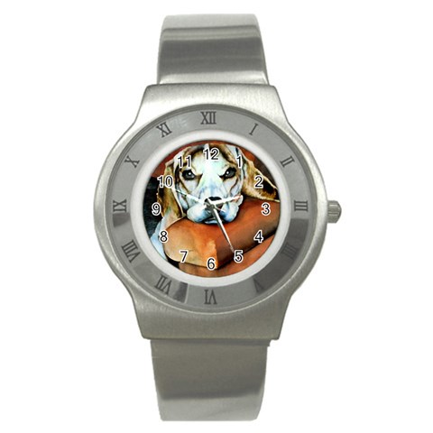 Lazy Lucy Beagle Stainless Steel Watch from ArtsNow.com Front