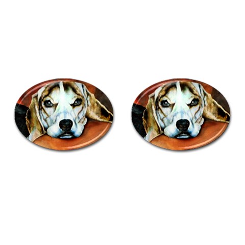 Lazy Lucy Beagle Cufflinks (Oval) from ArtsNow.com Front(Pair)